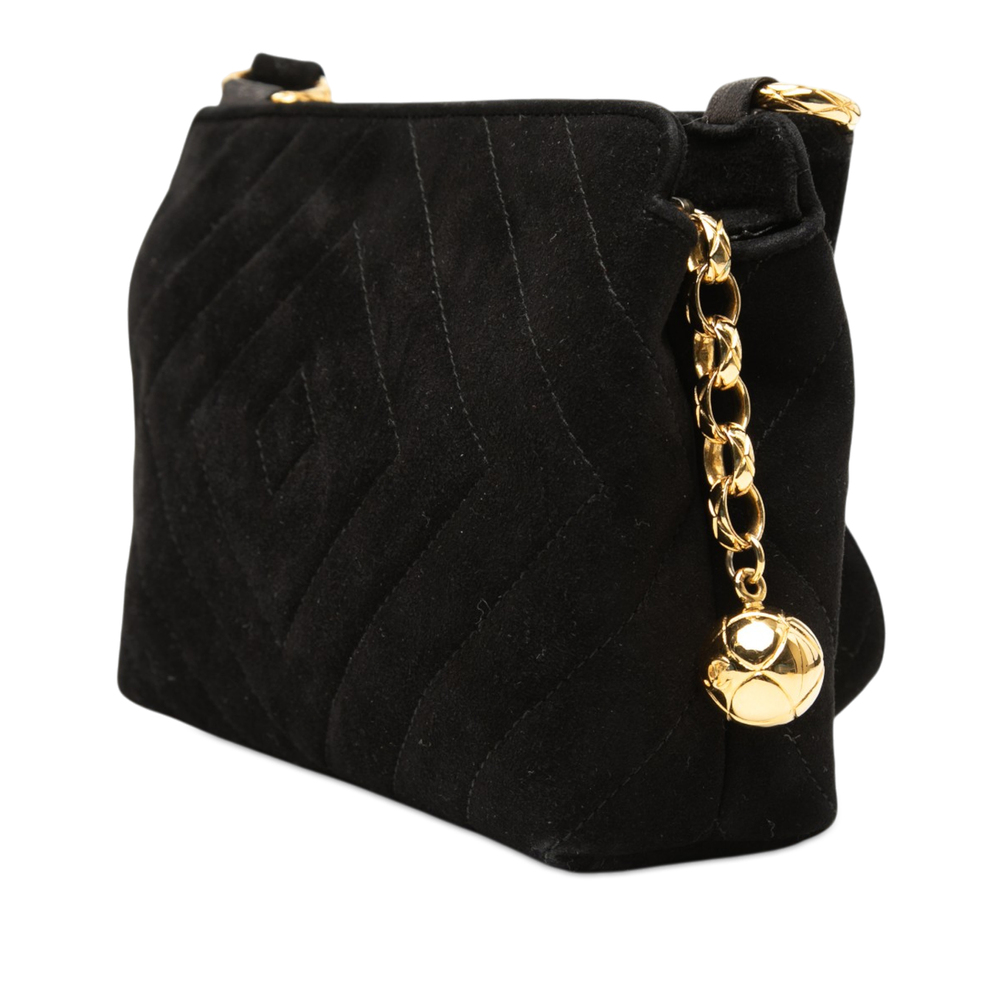 Pre-Loved Chanel CC Diamond Quilted Suede Crossbody - Picture 2 of 8